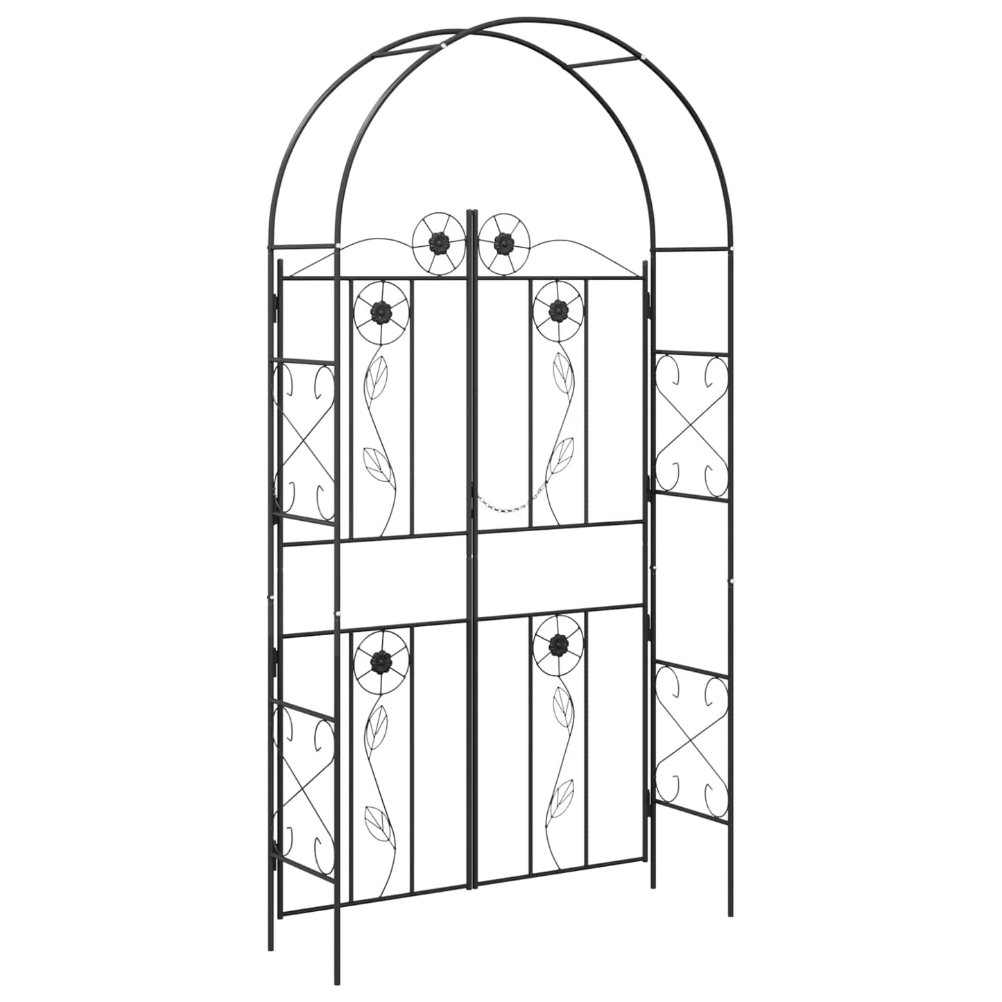 vidaXL Garden Arch Plain Black 115 x 37 x 226 cm