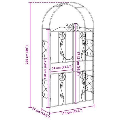vidaXL Garden Arch Plain Green 115 x 37 x 226 cm
