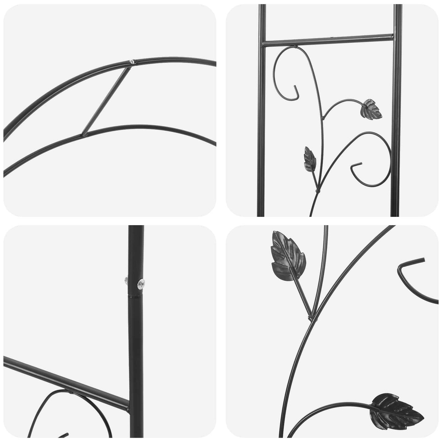 vidaXL Garden Arch Floral Black 115 x 37 x 231 cm