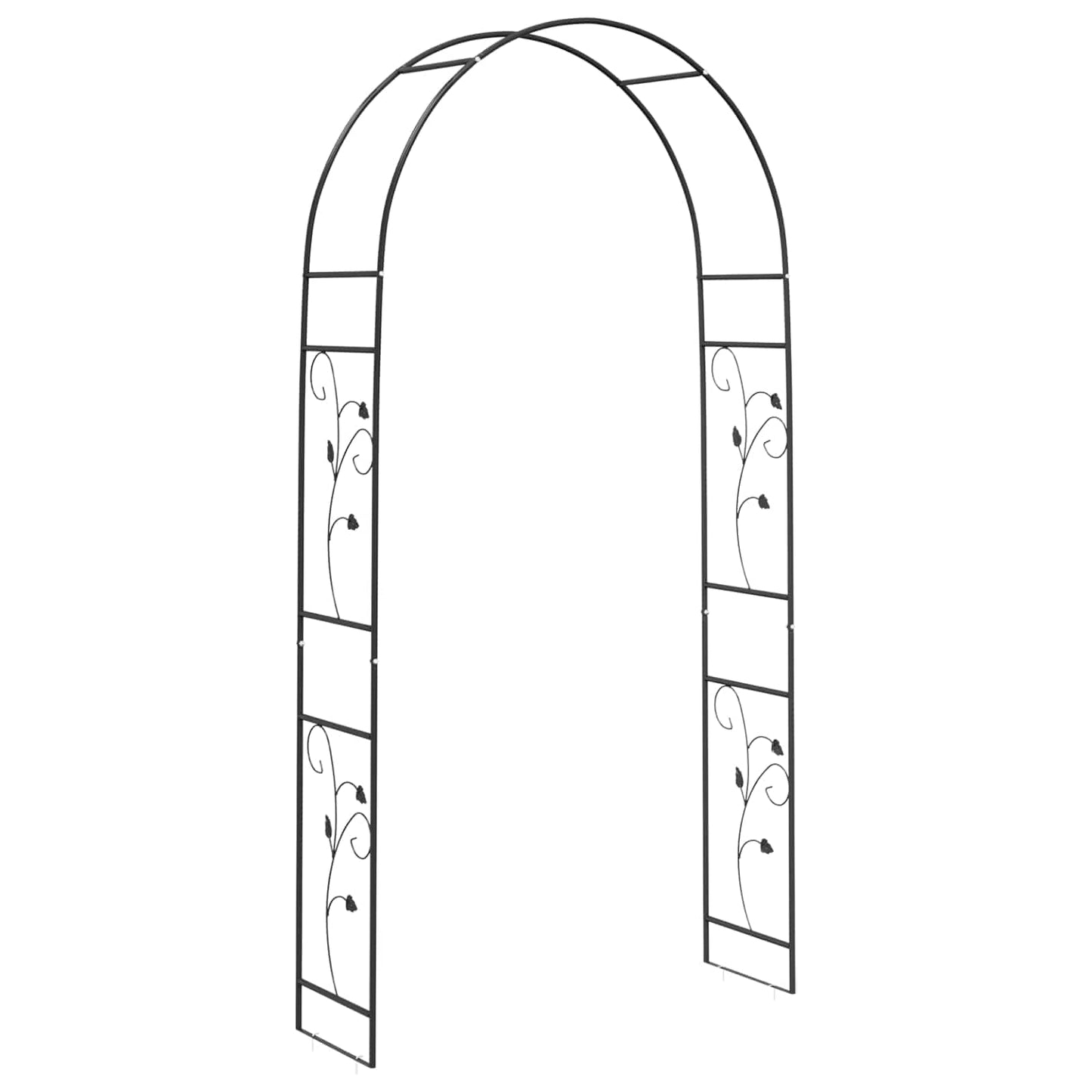 vidaXL Garden Arch Floral Black 115 x 37 x 231 cm