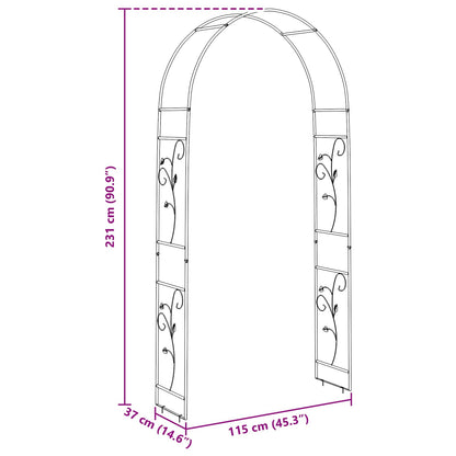 vidaXL Garden Arch Floral Black 115 x 37 x 231 cm