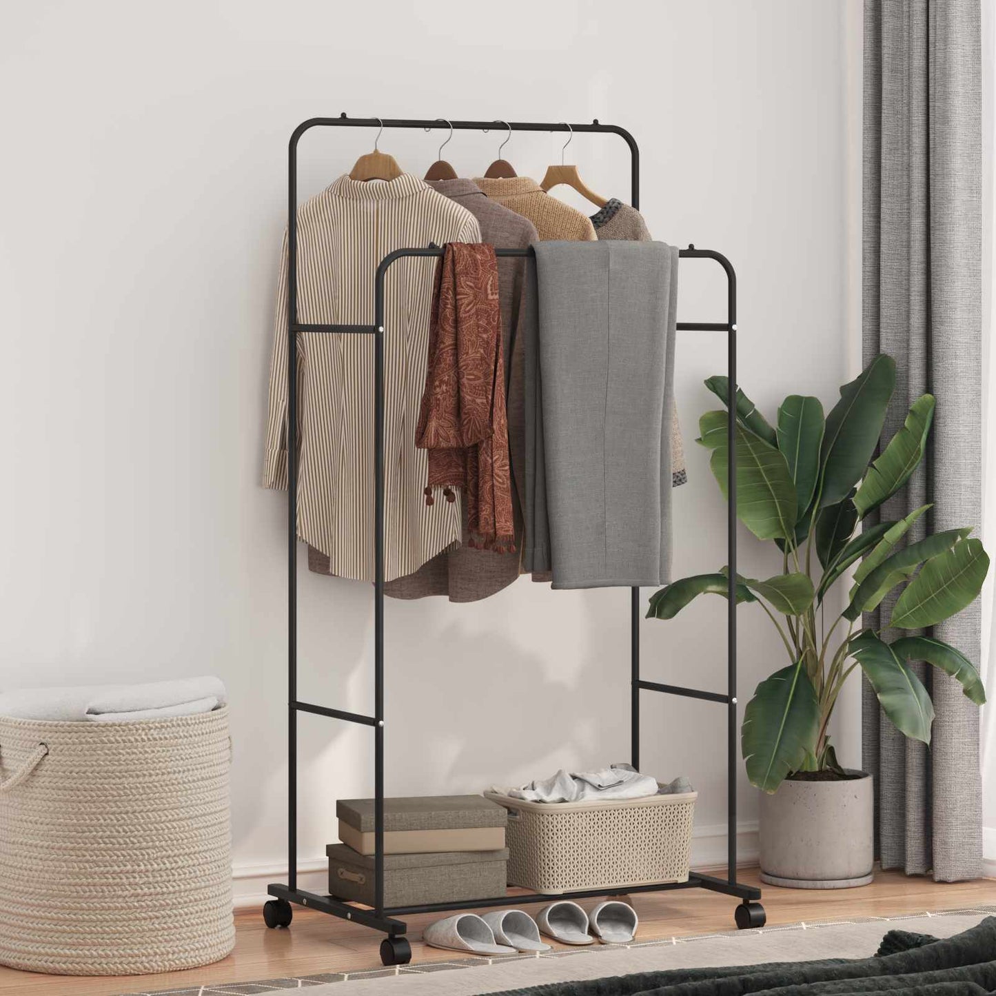 vidaXL Clothes Rack Plain Black 80 x 53 x 156 cm