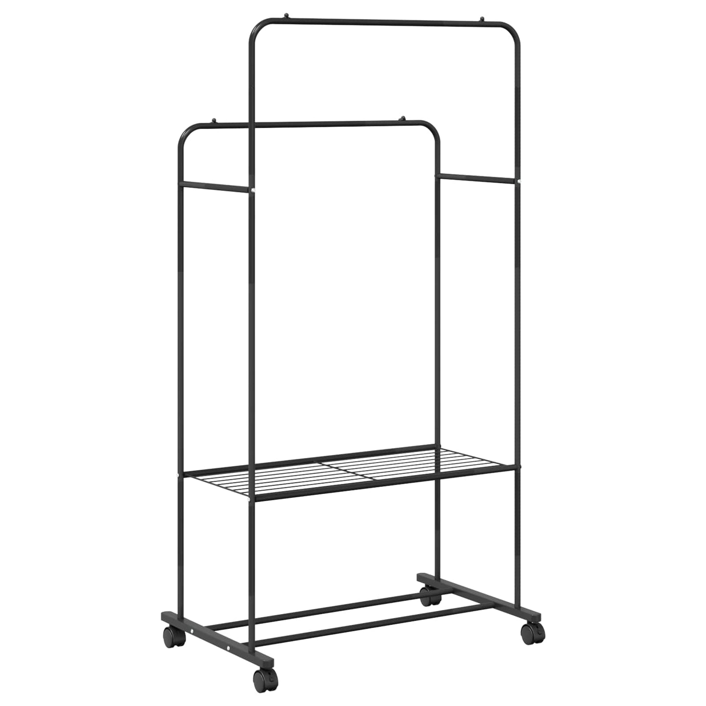 vidaXL Clothes Rack with Shelf with Wheel Black 80 x 53 x 156 cm