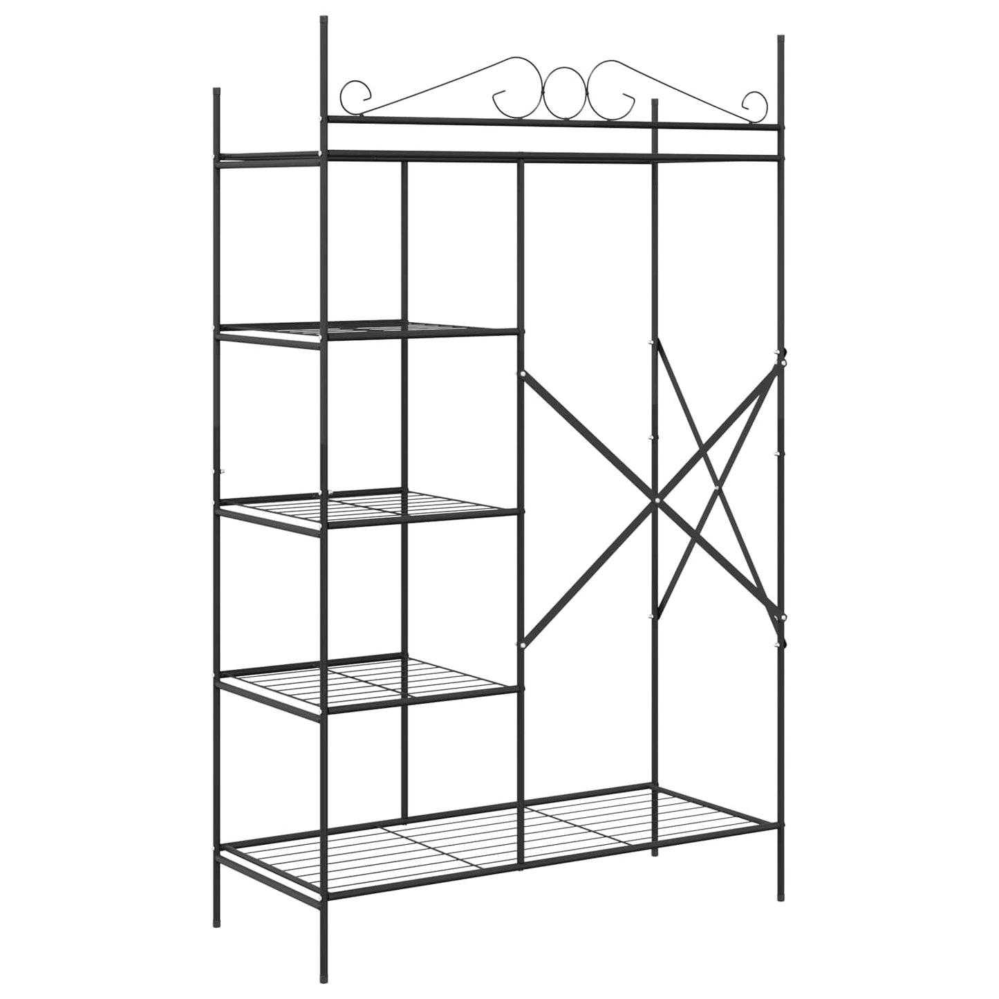 vidaXL Open Wardrobe with Shelf Black 104.5 x 45 x 172 cm Steel
