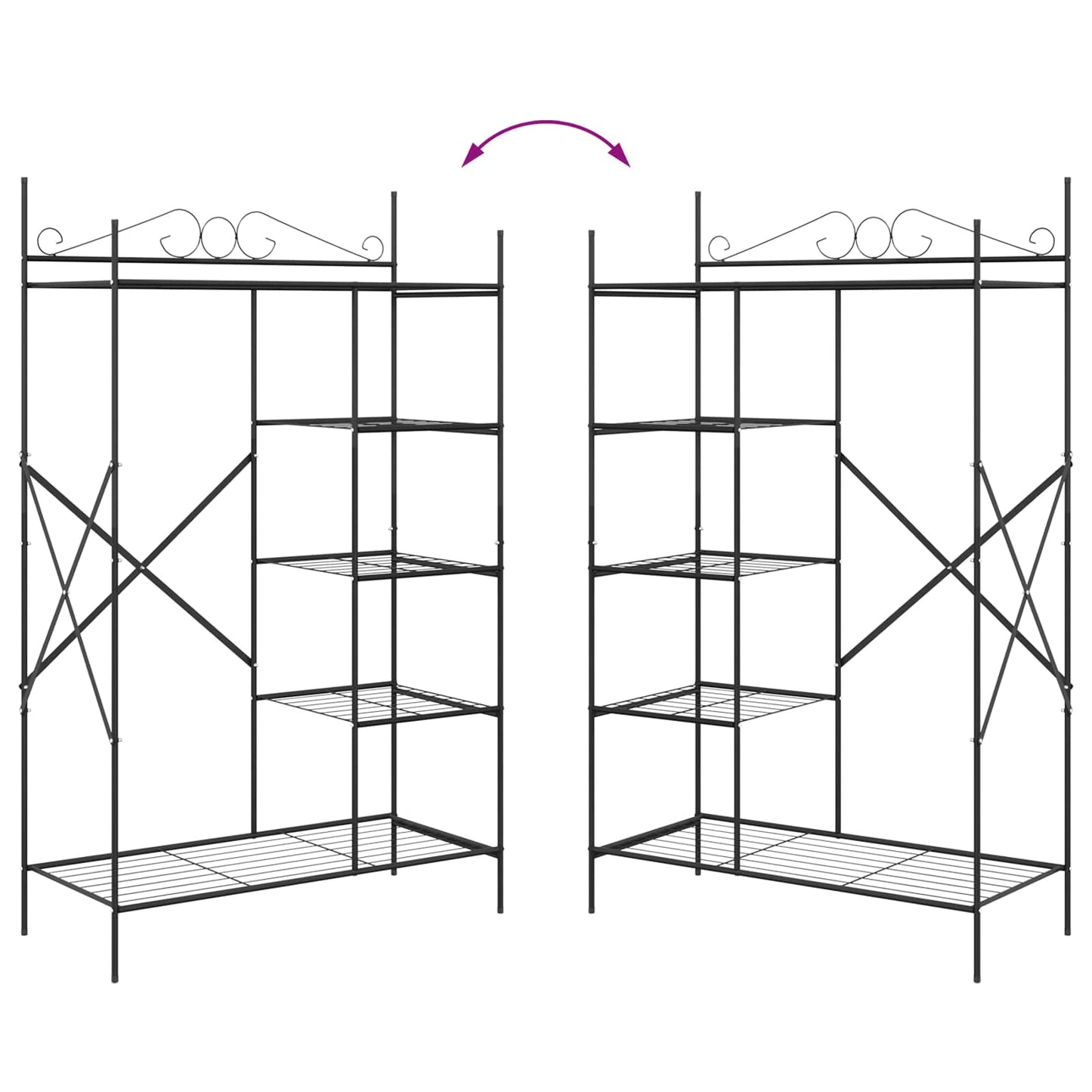 vidaXL Open Wardrobe with Shelf Black 104.5 x 45 x 172 cm Steel