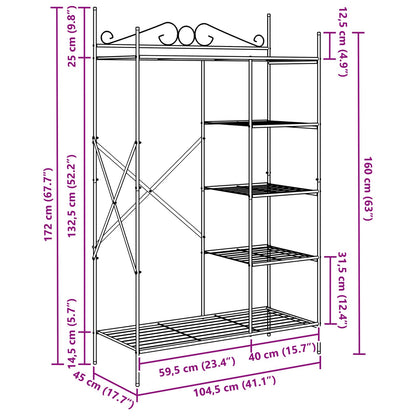 vidaXL Open Wardrobe with Shelf Black 104.5 x 45 x 172 cm Steel