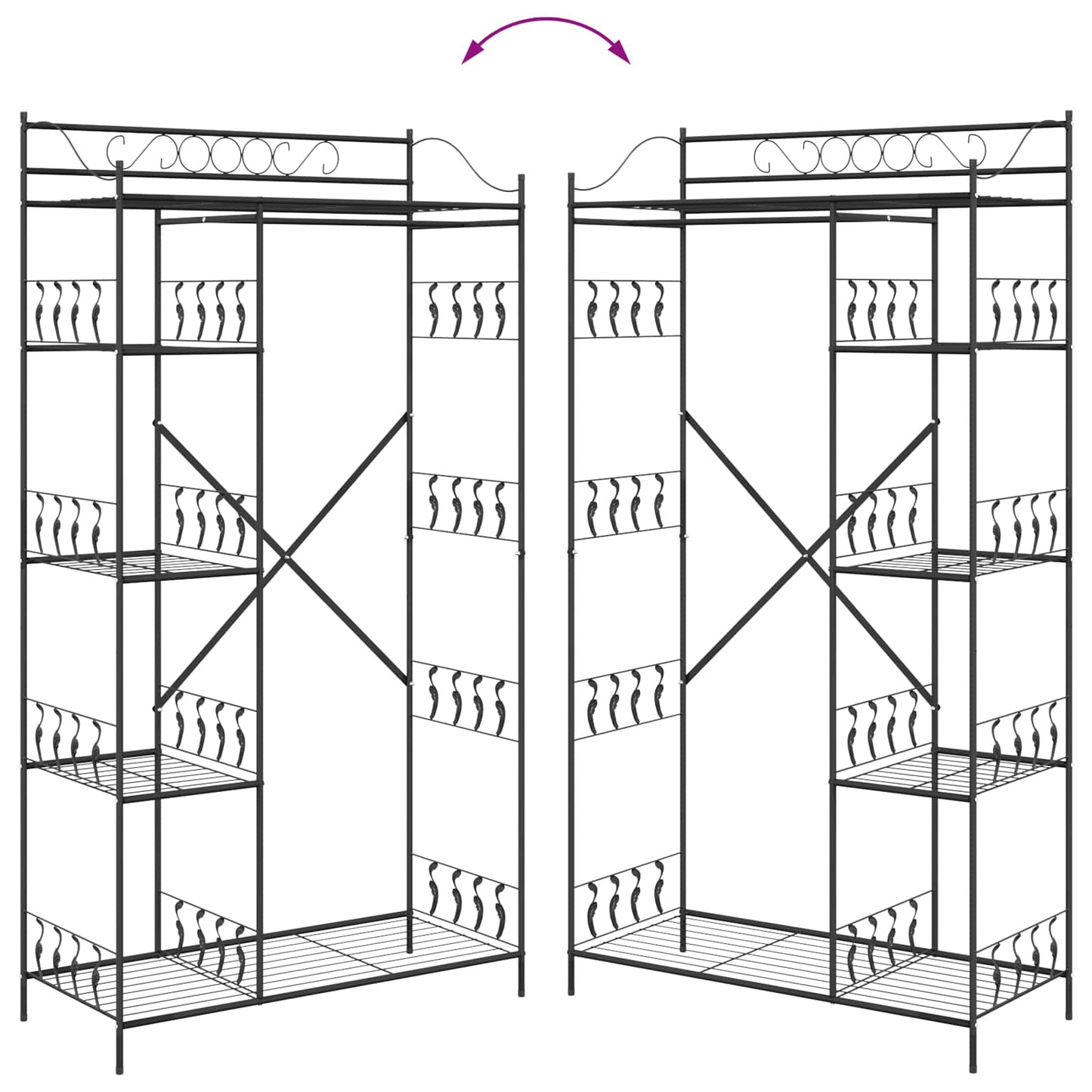 vidaXL Open Wardrobe with Shelf Black 101 x 43 x 188 cm Steel