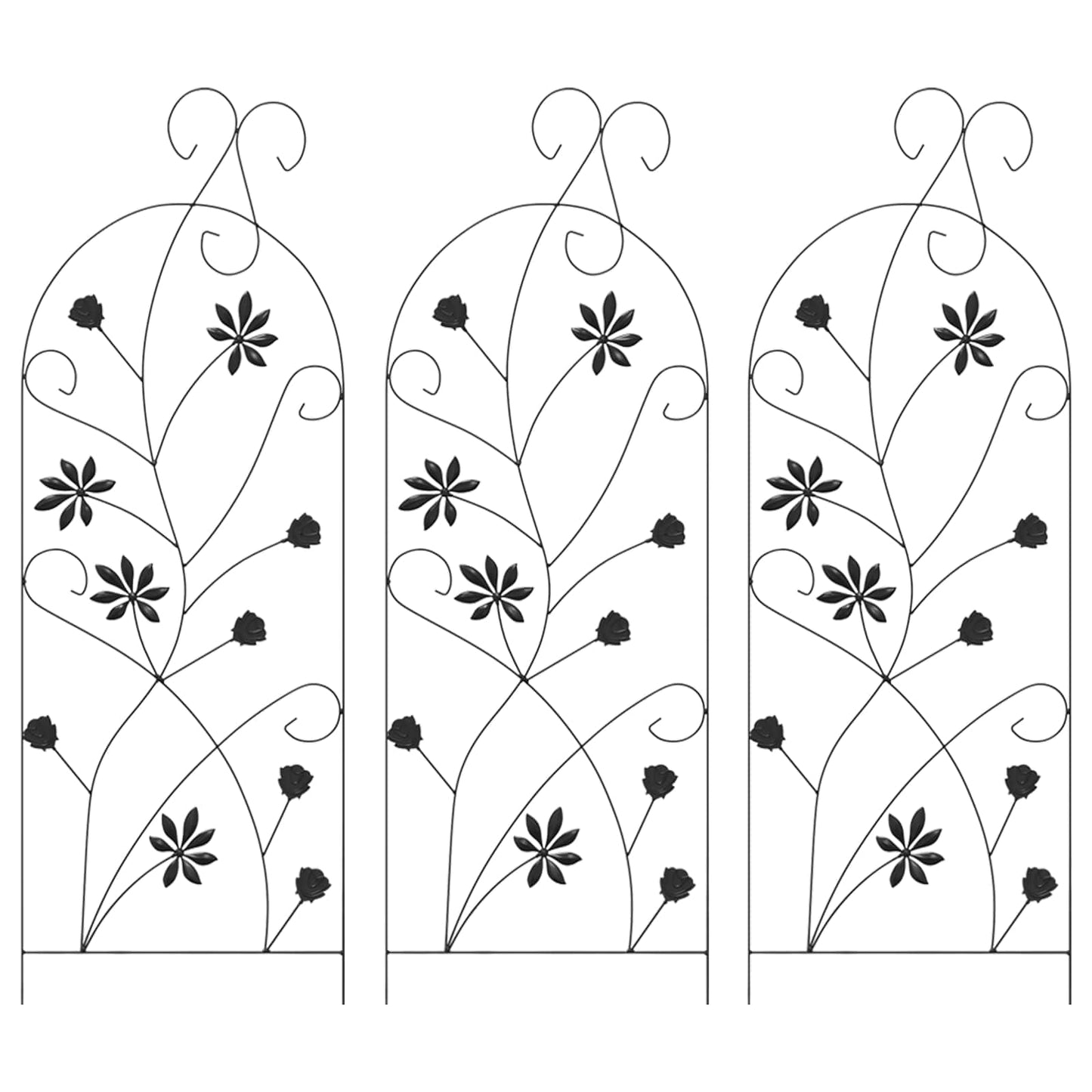 vidaXL Garden Fence with Lock 3 pcs Black 112 x 39.5 cm Steel