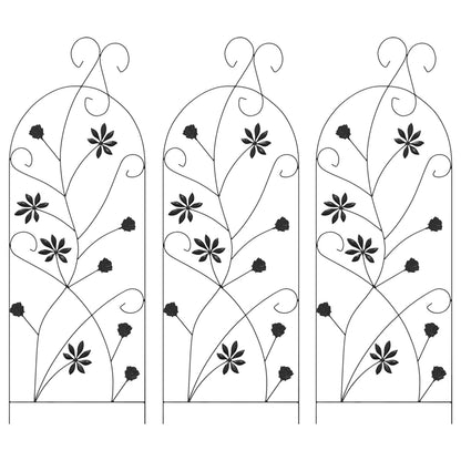 vidaXL Garden Fence with Lock 3 pcs Black 112 x 39.5 cm Steel