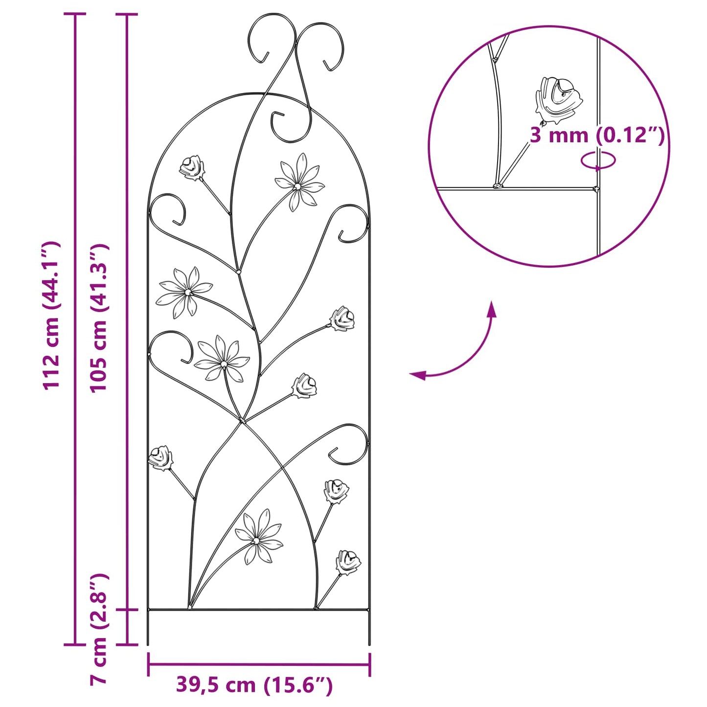vidaXL Garden Fence with Lock 3 pcs Black 112 x 39.5 cm Steel