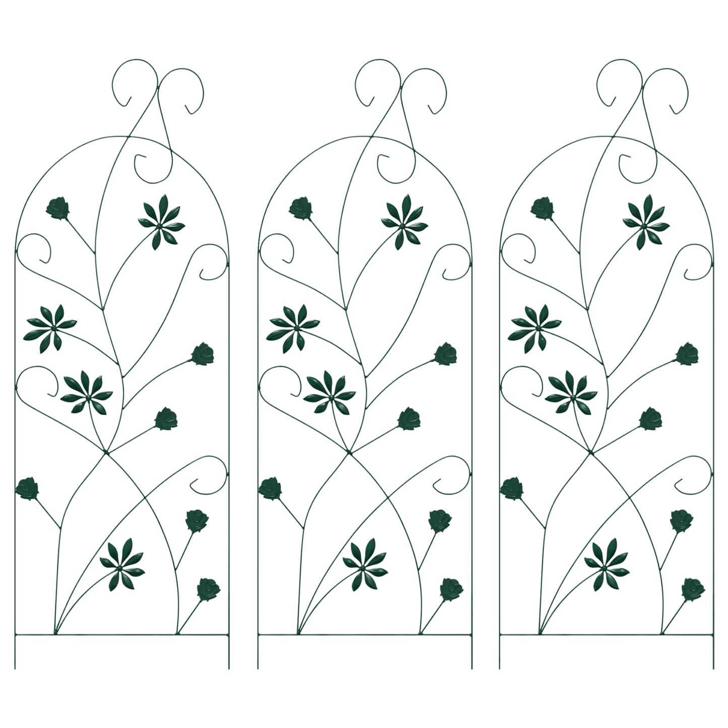 vidaXL Garden Fence 3 pcs Green 112 x 39.5 cm Steel