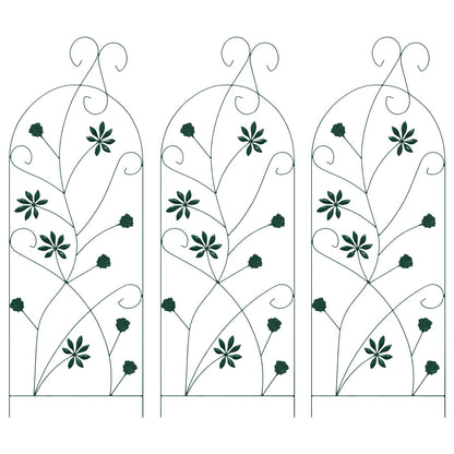 vidaXL Garden Fence 3 pcs Green 112 x 39.5 cm Steel