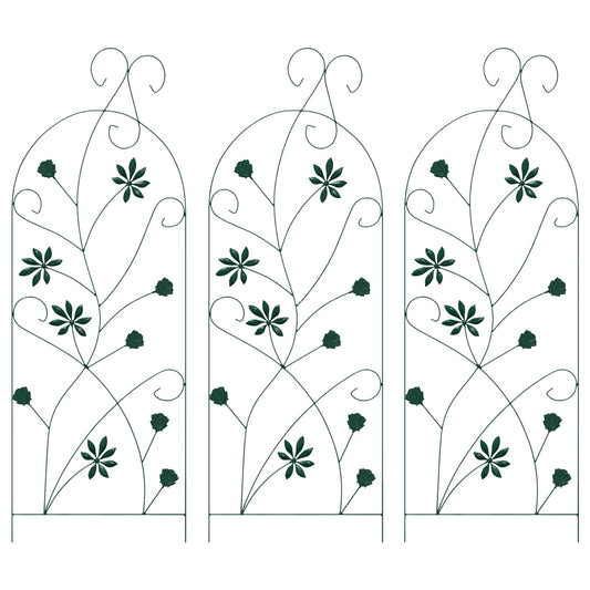 vidaXL Garden Fence 3 pcs Green 112 x 39.5 cm Steel
