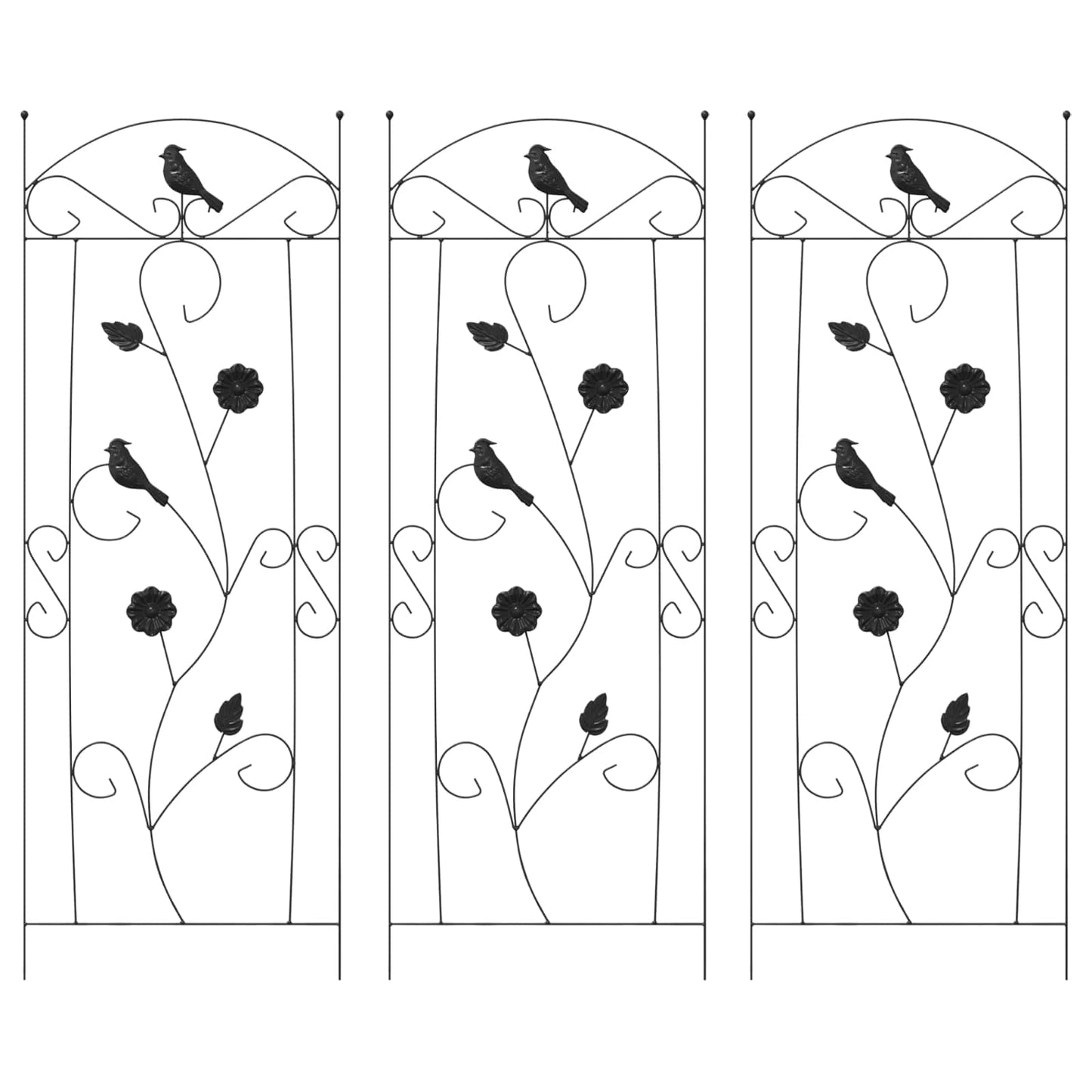 vidaXL Garden Fence 3 pcs Black 110 x 40 cm Steel