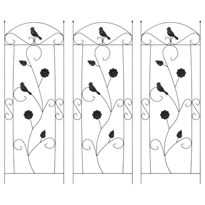 vidaXL Garden Fence 3 pcs Black 110 x 40 cm Steel