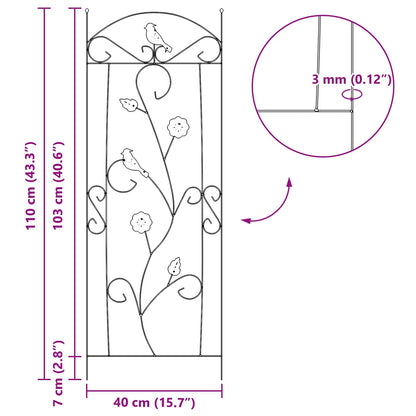 vidaXL Garden Fence 3 pcs Black 110 x 40 cm Steel