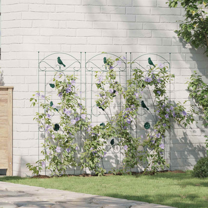 vidaXL Garden Fence 3 pcs Green 110 x 40 cm Steel