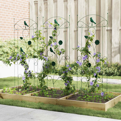 vidaXL Garden Fence 3 pcs Green 110 x 40 cm Steel