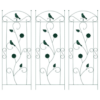 vidaXL Garden Fence 3 pcs Green 110 x 40 cm Steel