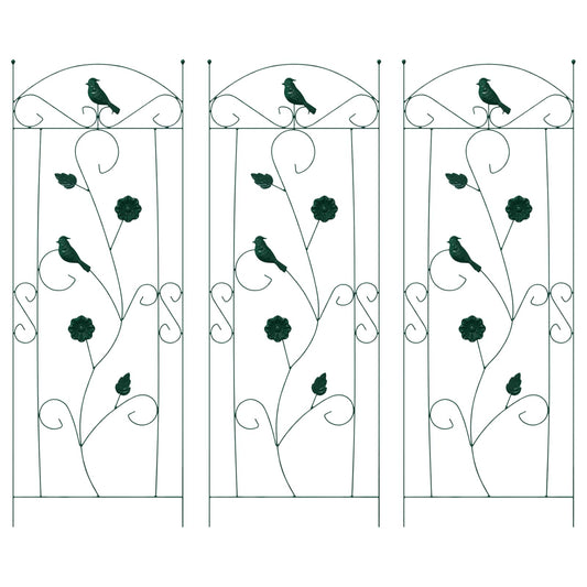 vidaXL Garden Fence 3 pcs Green 110 x 40 cm Steel