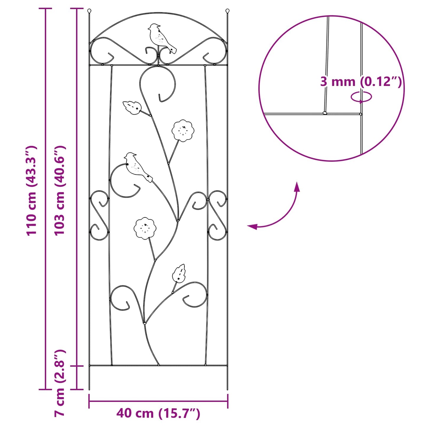 vidaXL Garden Fence 3 pcs Green 110 x 40 cm Steel