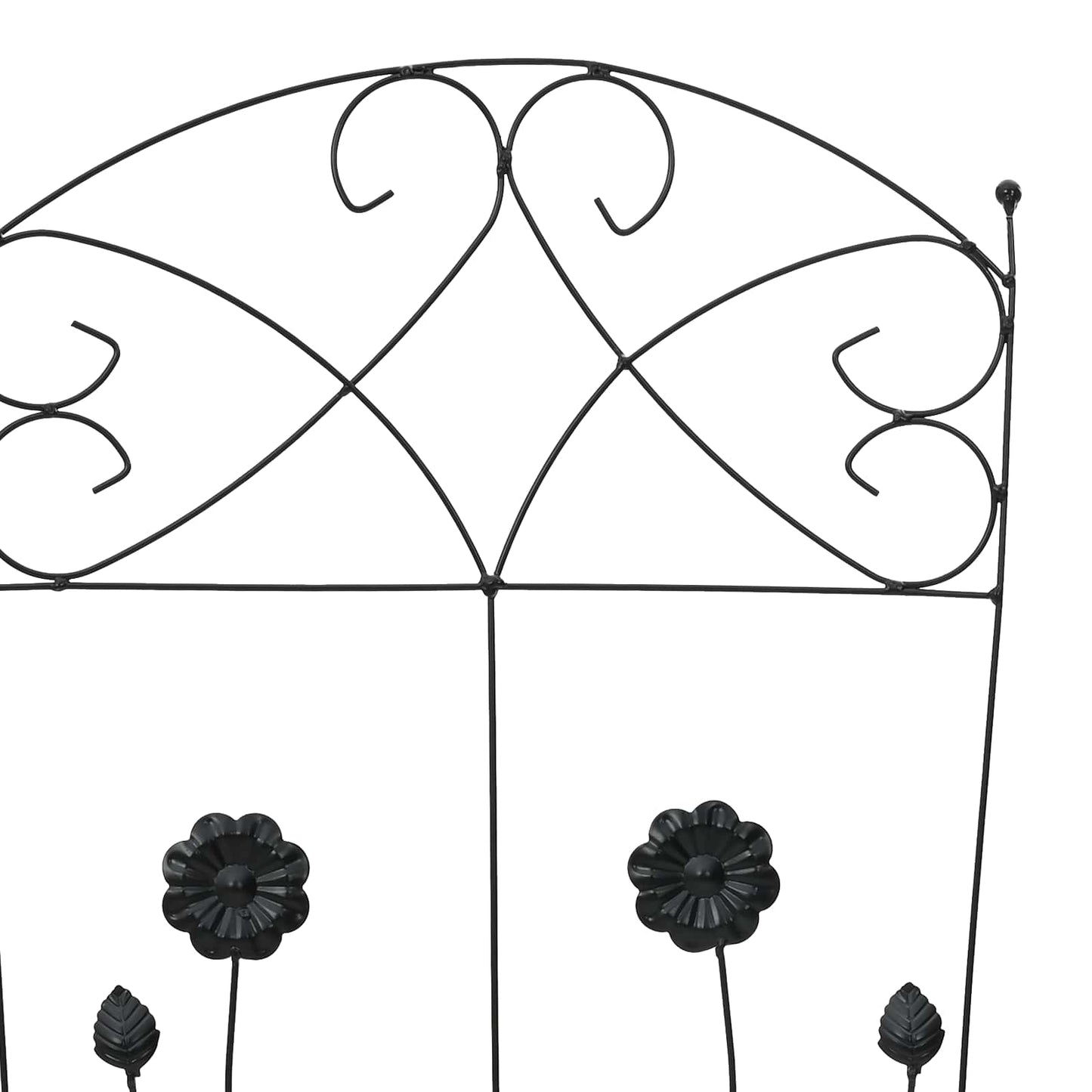 vidaXL Garden Fence 3 pcs Black 110.5 x 42.5 cm Steel