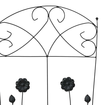 vidaXL Garden Fence 3 pcs Black 110.5 x 42.5 cm Steel