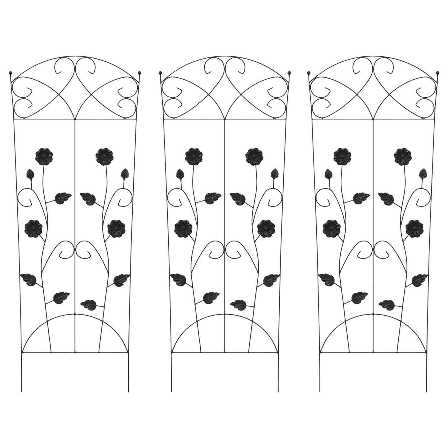 vidaXL Garden Fence 3 pcs Black 110.5 x 42.5 cm Steel