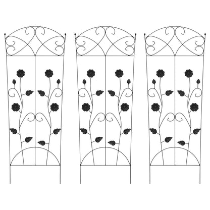 vidaXL Garden Fence 3 pcs Black 110.5 x 42.5 cm Steel