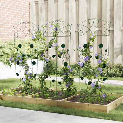 vidaXL Garden Fence 3 pcs Green 110.5 x 42.5 cm Steel