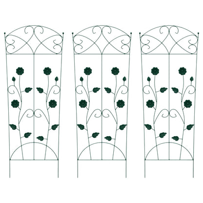 vidaXL Garden Fence 3 pcs Green 110.5 x 42.5 cm Steel
