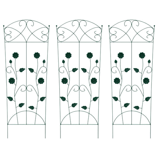 vidaXL Garden Fence 3 pcs Green 110.5 x 42.5 cm Steel