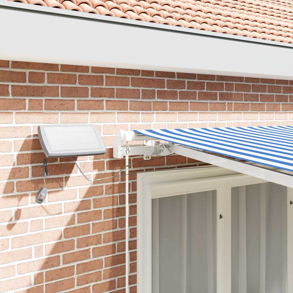 vidaXL Retractable Awning Manual Blue and White 350 x 250 cm