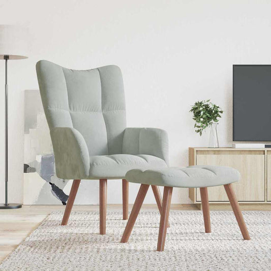 vidaXL Relaxing Chair 2 pcs Light Grey Velvet