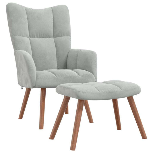 vidaXL Relaxing Chair 2 pcs Light Grey Velvet