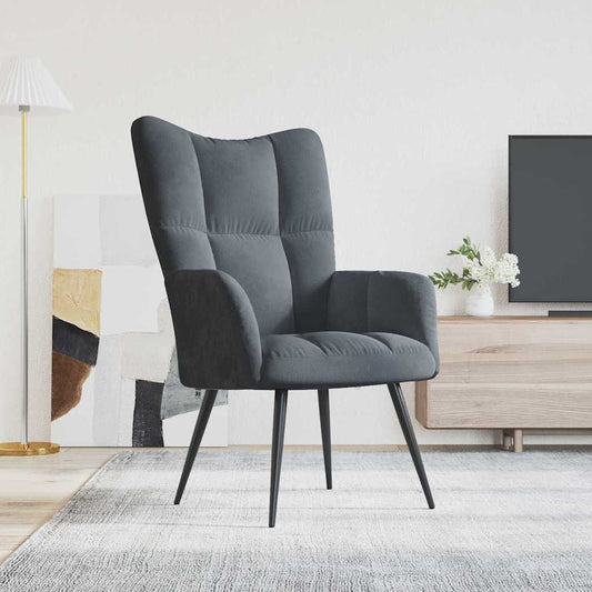 vidaXL Relaxing Chair Dark Grey Velvet