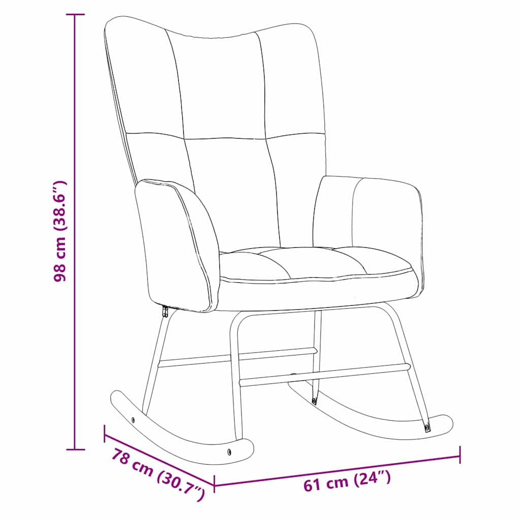 vidaXL Rocking Chair Black 78 x 61 x 98 cm Velvet
