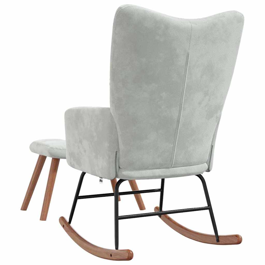 vidaXL Rocking Chair with Footstool Light Grey 78 x 61 x 98 cm Velvet