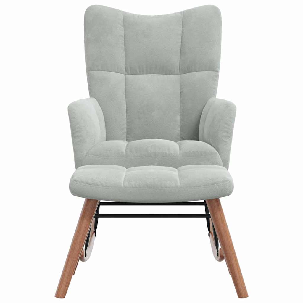 vidaXL Rocking Chair with Footstool Light Grey 78 x 61 x 98 cm Velvet