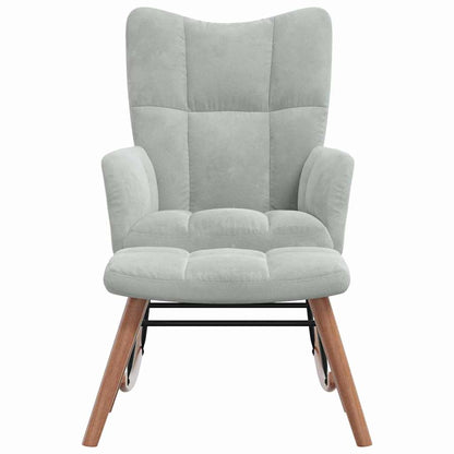 vidaXL Rocking Chair with Footstool Light Grey 78 x 61 x 98 cm Velvet