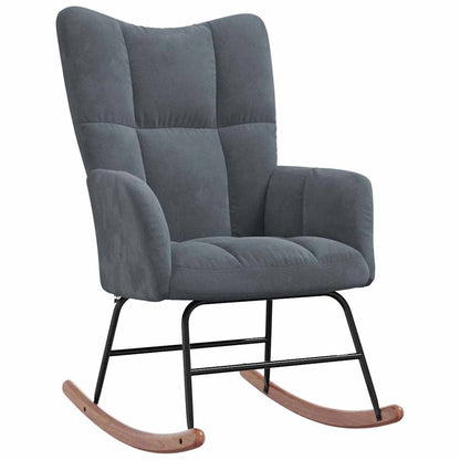 vidaXL Rocking Chair with Footstool Dark Grey Velvet