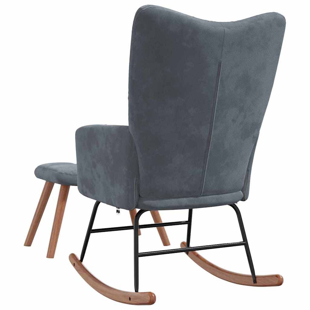 vidaXL Rocking Chair with Footstool Dark Grey Velvet