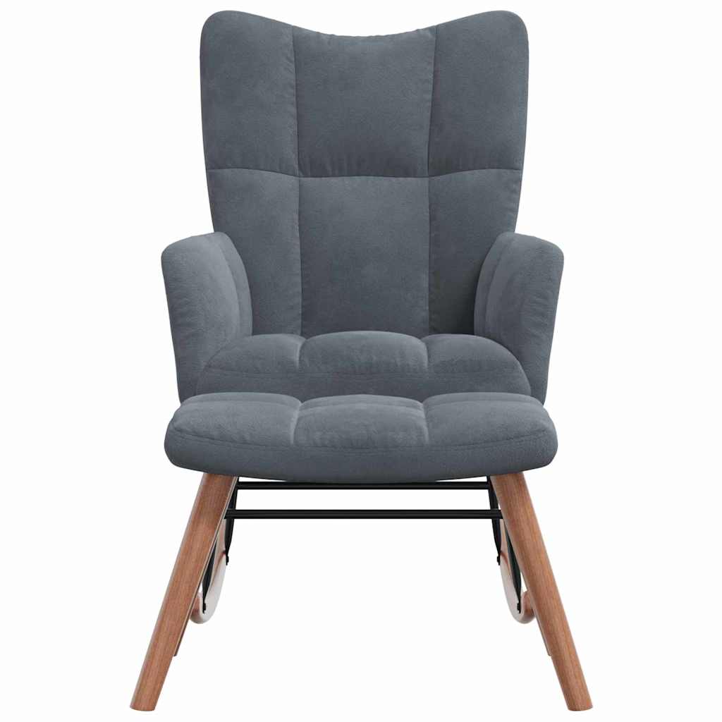 vidaXL Rocking Chair with Footstool Dark Grey Velvet