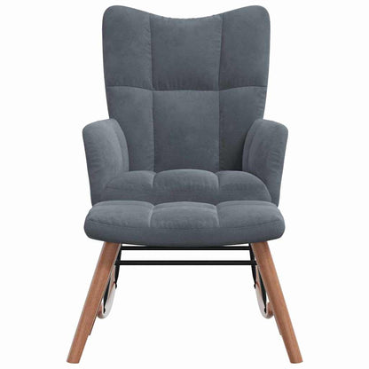 vidaXL Rocking Chair with Footstool Dark Grey Velvet
