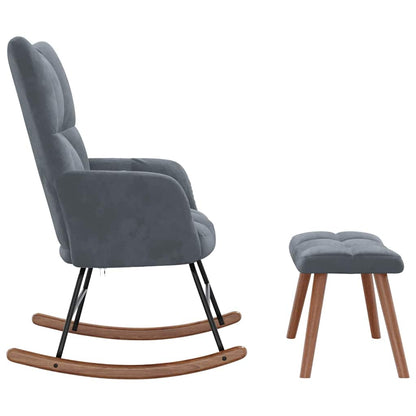 vidaXL Rocking Chair with Footstool Dark Grey Velvet