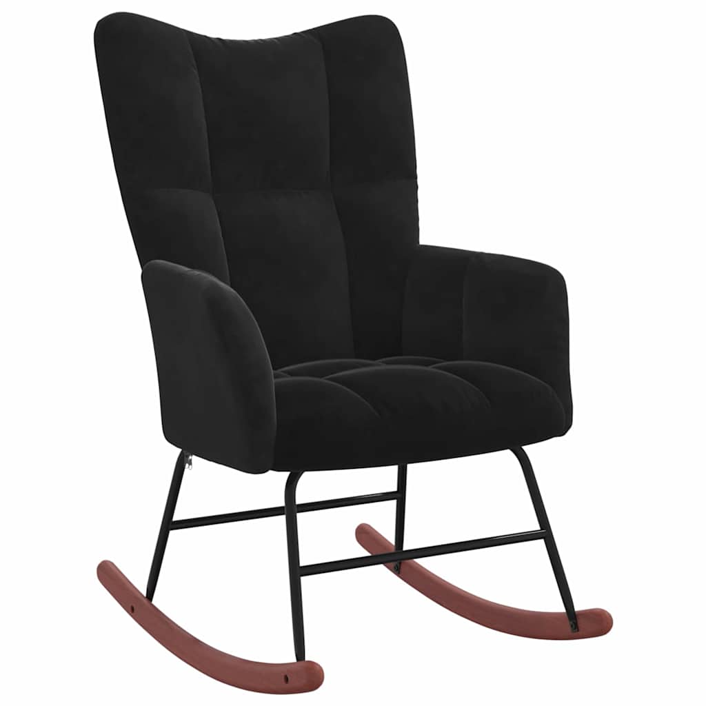 vidaXL Rocking Chair with Footstool Black Velvet