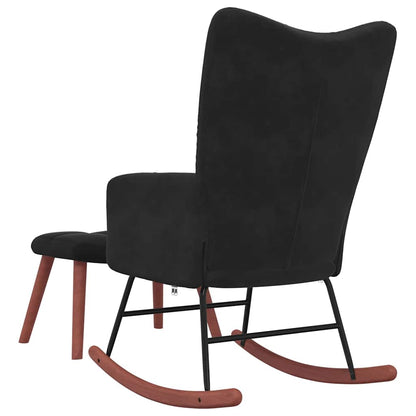 vidaXL Rocking Chair with Footstool Black Velvet