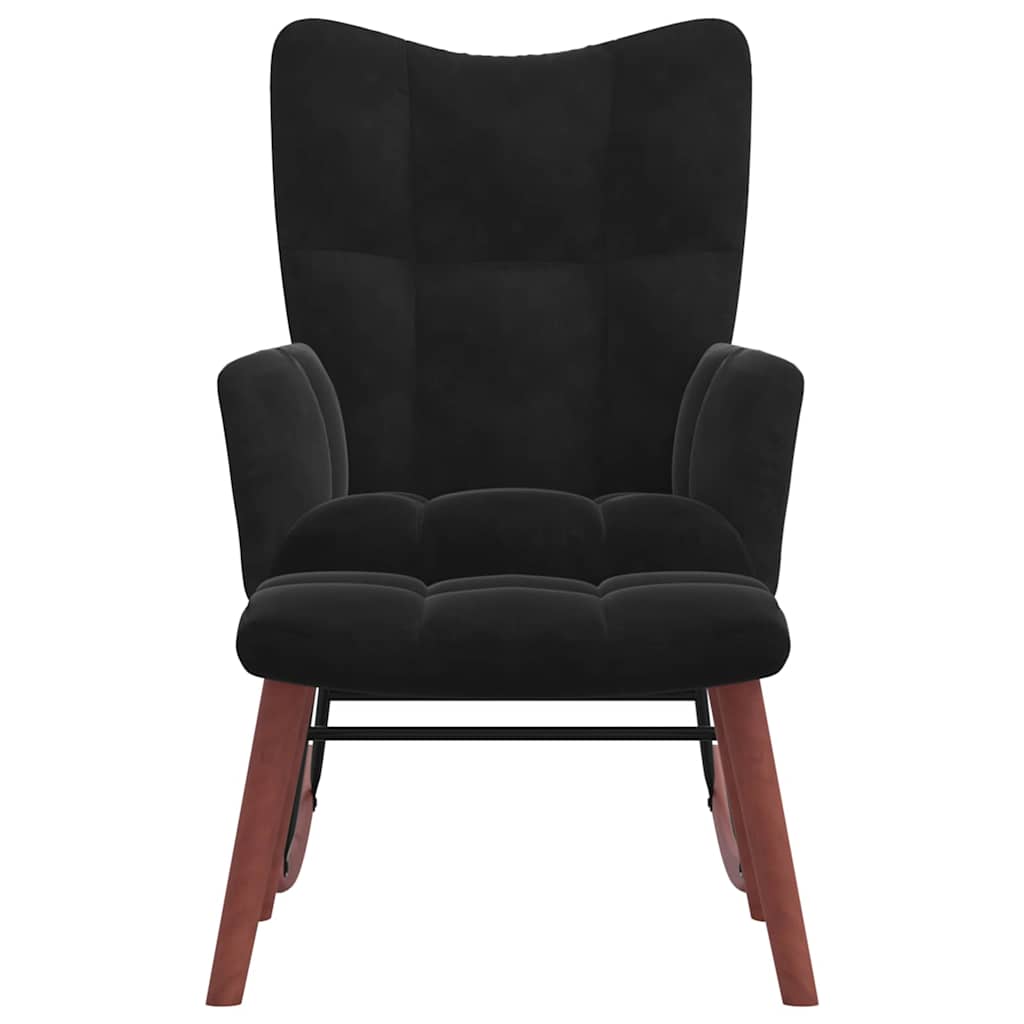 vidaXL Rocking Chair with Footstool Black Velvet