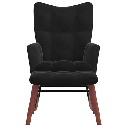 vidaXL Rocking Chair with Footstool Black Velvet
