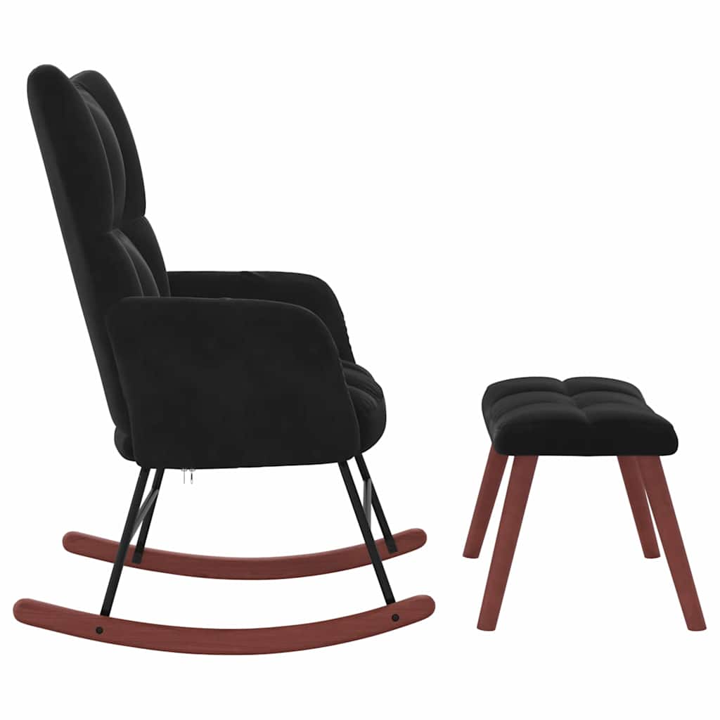 vidaXL Rocking Chair with Footstool Black Velvet